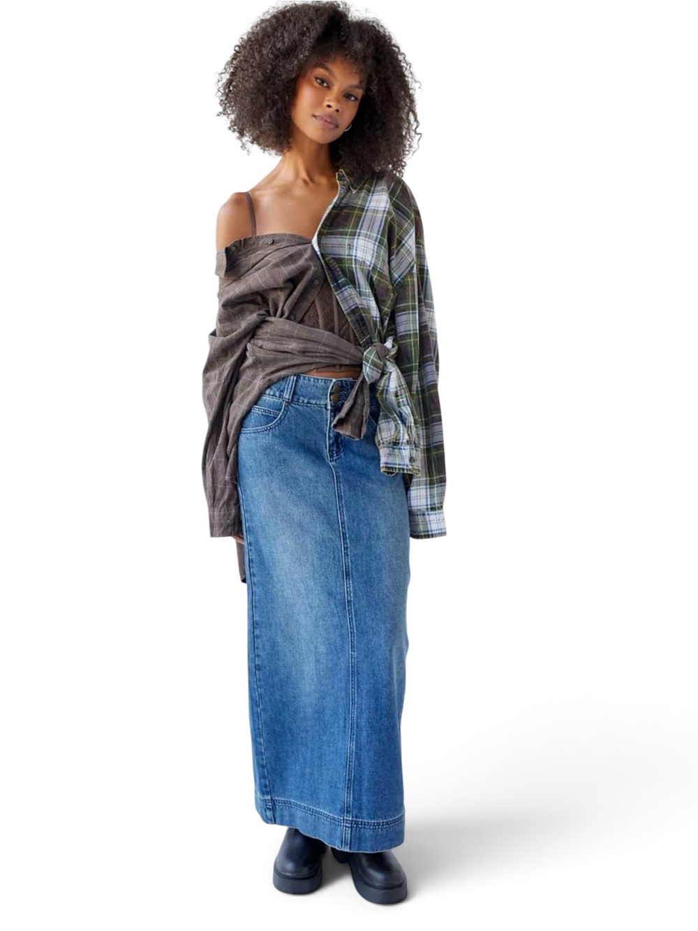 BDG Urban Outfitters Denim Long Skirt with Back Slit